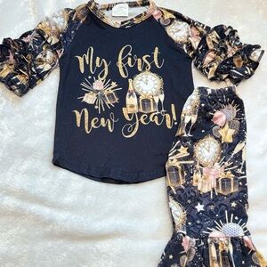 Kids New Year Matching Set - Black and Gold